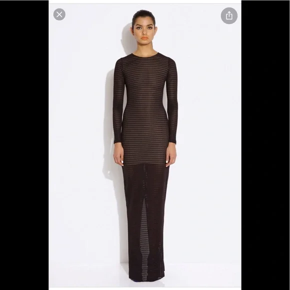 AQ/AQ | Dresses | Aqaq Bang Black Striped Longsleeve Maxi Dress | Poshmark